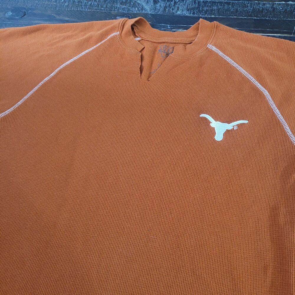 Texas Longhorns Burnt Orange Thermal Shirt White V-Notch Neckline Women's Medium